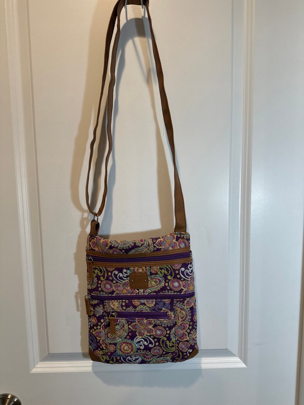 Stone Mountain Quilted Purple Paisley Cotton Crossbody Bag